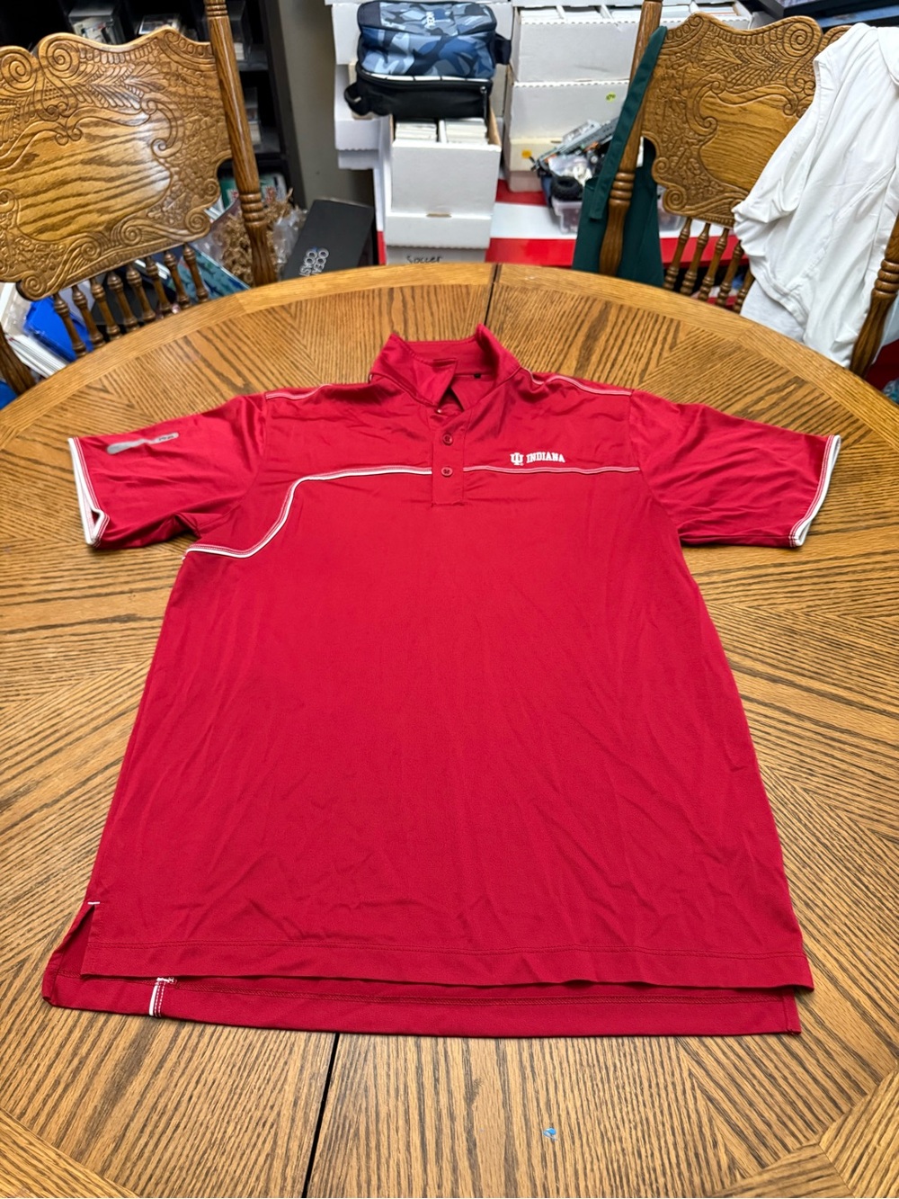 Ping Men's Indiana Hoosiers Red Polo with White Piping